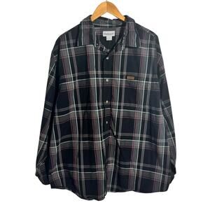 Carhartt Shirt Mens 2XL Black Red Stripe Plaid Workwear Outdoor Big & Tall Cotto